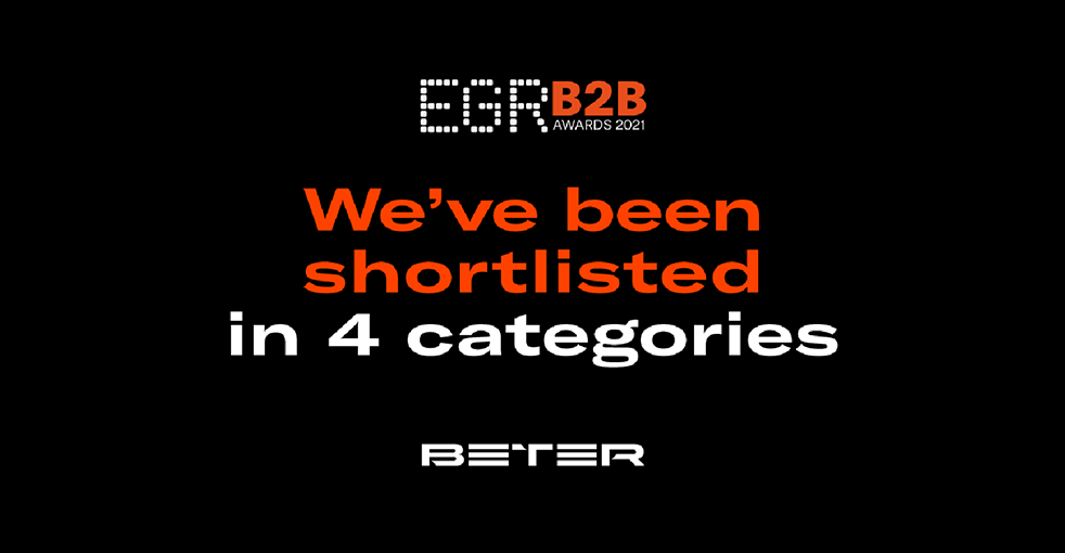 BETER shortlisted at EGR B2B Awards 2021 in 4 categories