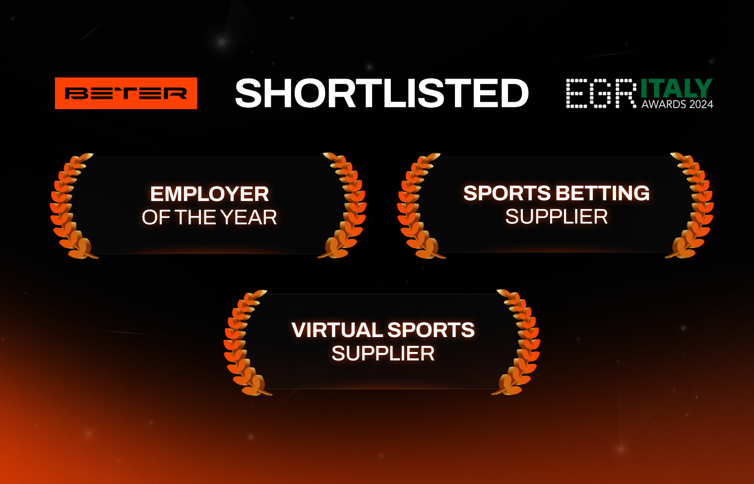 BETER shortlisted in 3 categories at EGR Italy Awards 2024