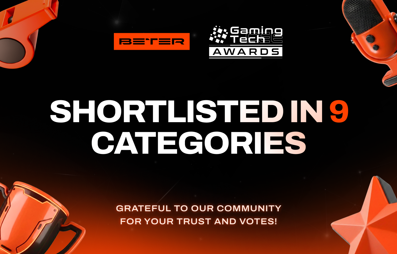 <strong>BETER shortlisted in 9 nominations at the GamingTECH Awards 2026</strong>
