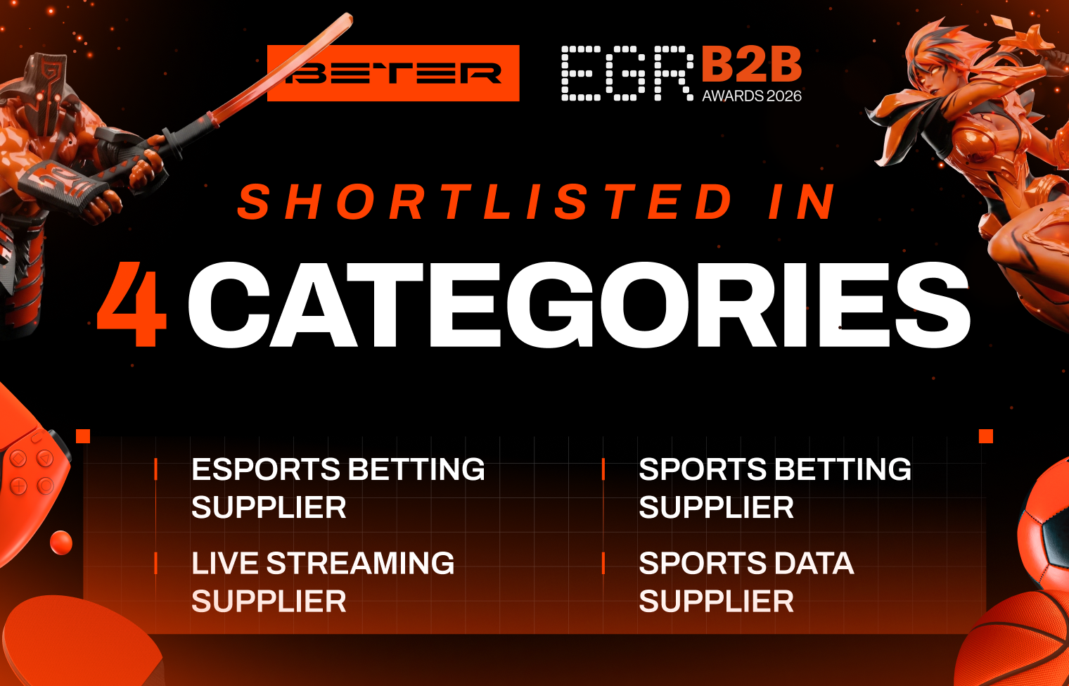 BETER shortlisted for the EGR B2B Awards 2026 in four categories